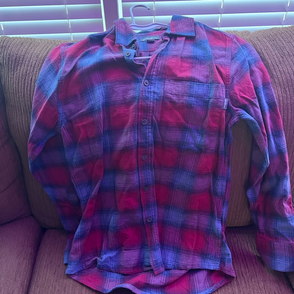 Eddie Bauer Red and Blue Plaid Button-Up Shirt